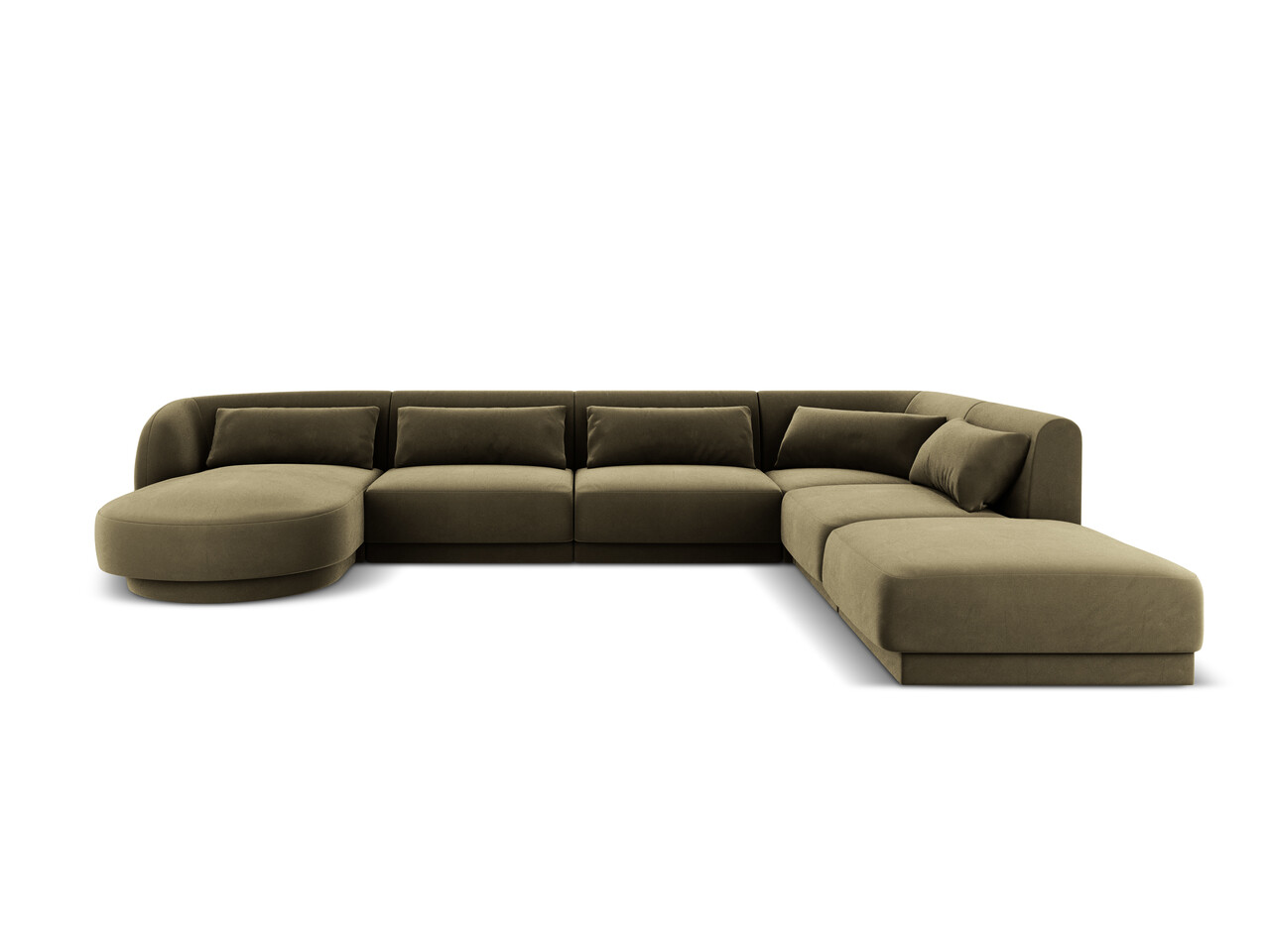 Coltar panoramic dreapta 6 locuri, Tulum, Cosmopolitan Design, 330x255x70 cm, catifea, verde - imagine 6